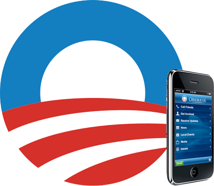obama-iphone Obama logo next to a mobile phone