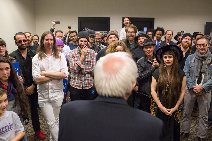 Bernie speaking to supporters