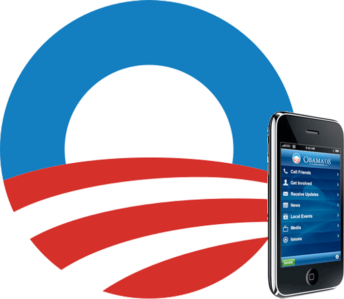 Obama logo next to a mobile phone