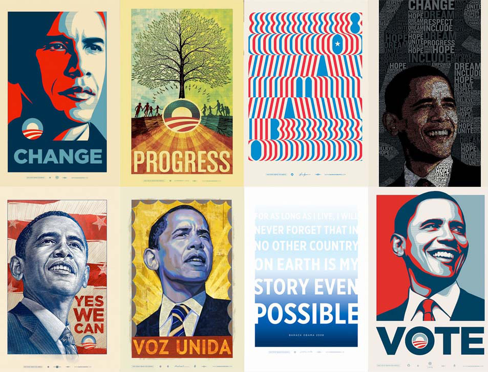 A collection of Obama posters